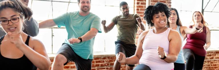 Picture of a group of people at a workout class